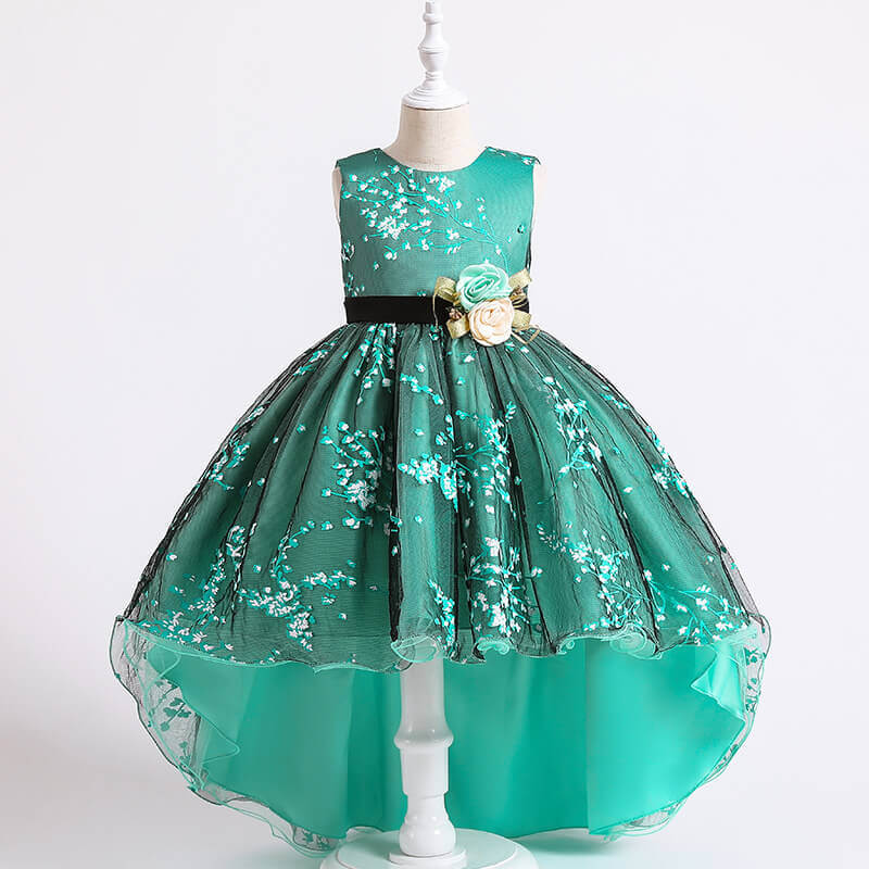 Robe ceremonie fille vert emeraude