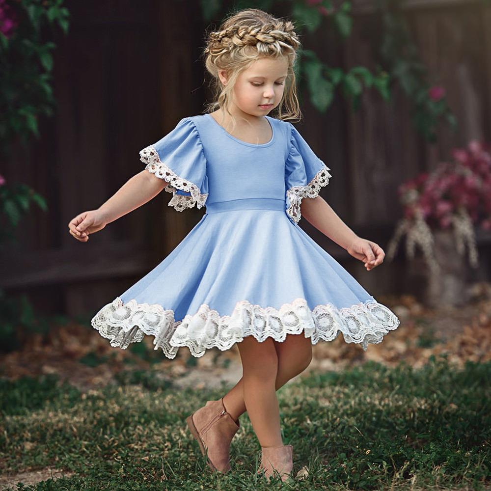Ma robe Princesse - robe princesse fillette bleue à dentelle