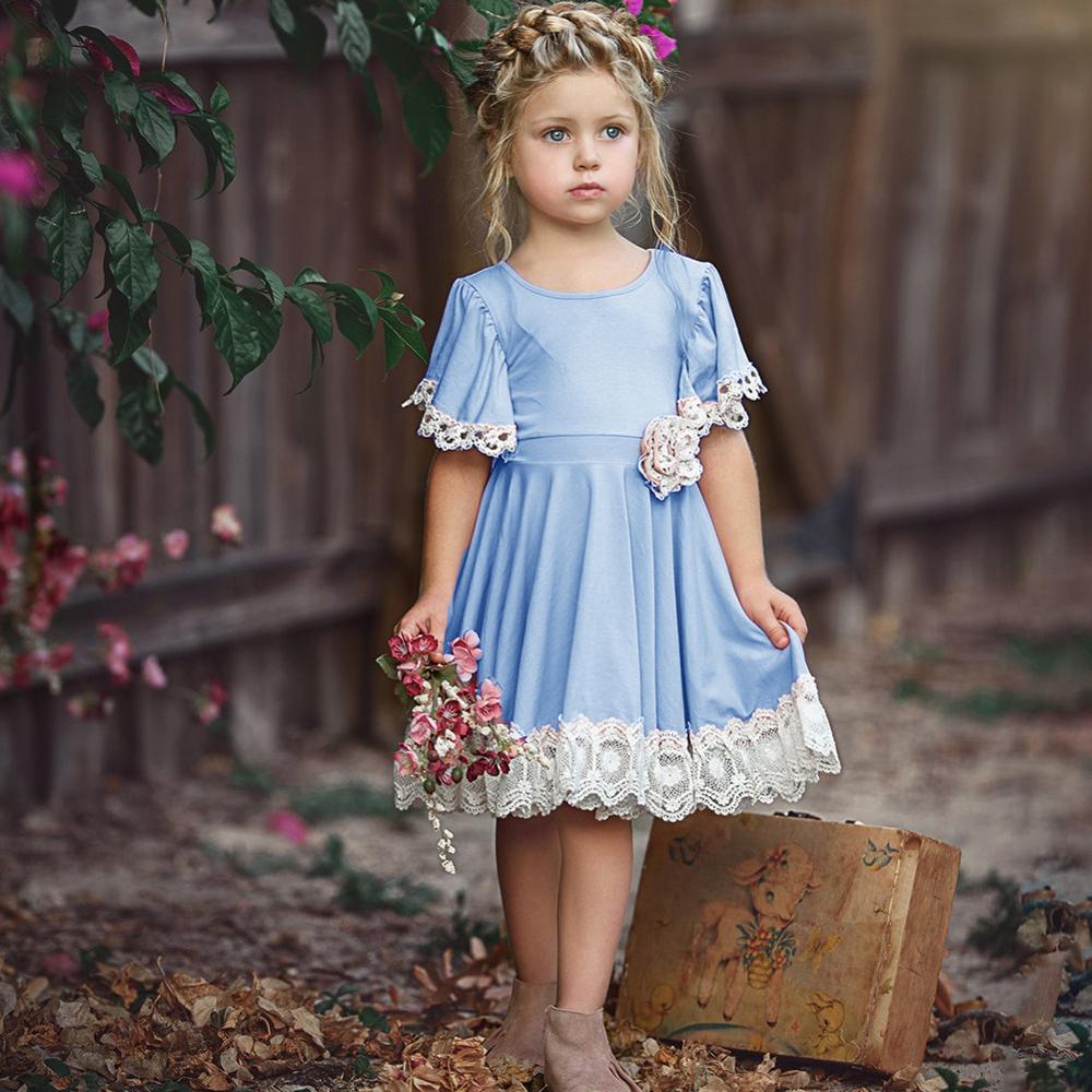 Ma robe Princesse - robe princesse fille bleue à dentelle
