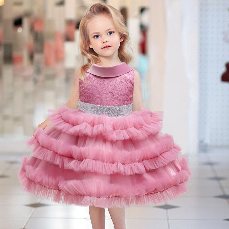 Robe Princesse Fillette Robe Petite Fille Mariage Rose Robe