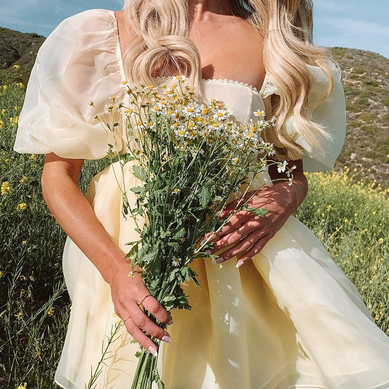 Ma robe Princesse - robe princesse femme courte jaune volumineuse