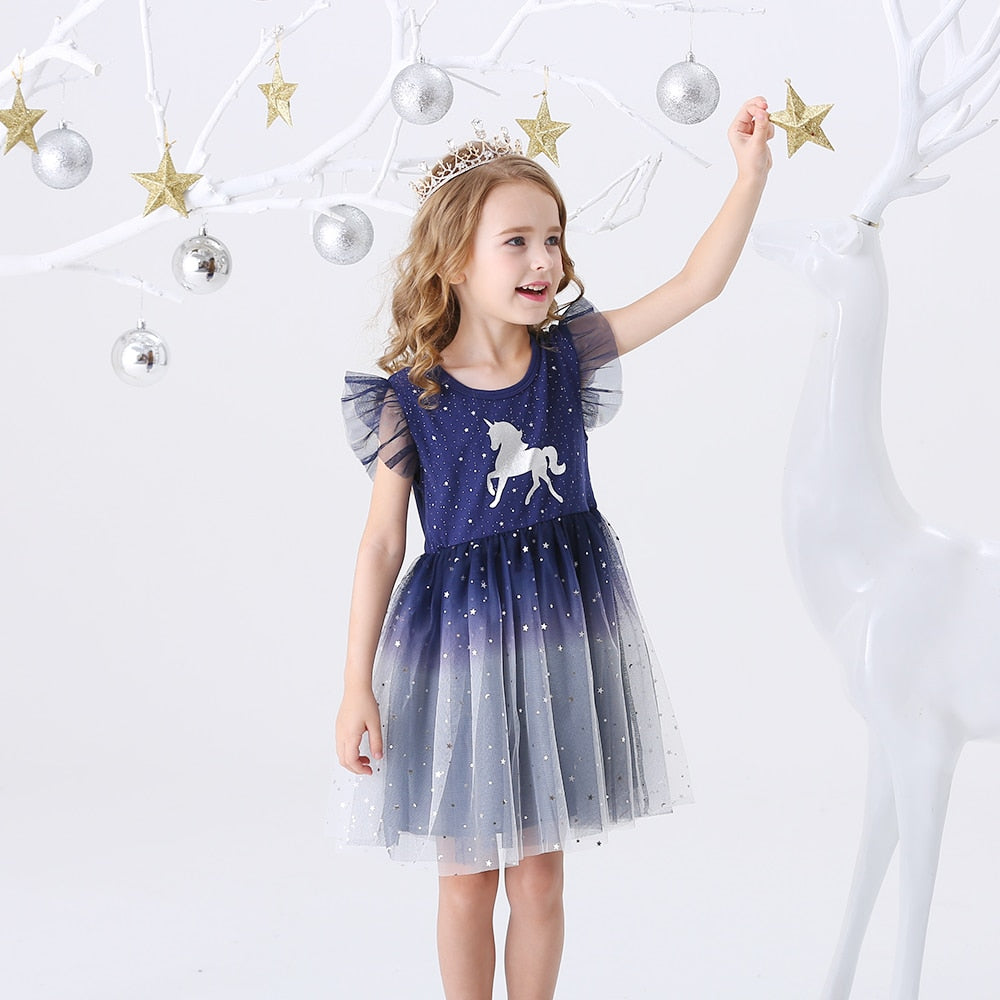 Robe De Princesse Licorne Pour Fille 5-6 Ans - Rose, Longue, Style Bal, Neuf Sans étiquettes