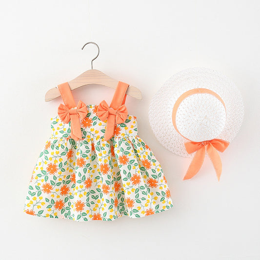 Robe Princesse Bébé Fleurs Orange