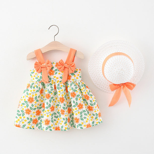 Robe Princesse Bébé Fleurs Orange