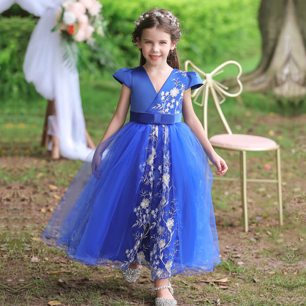 Robe princesse fille bleu roi