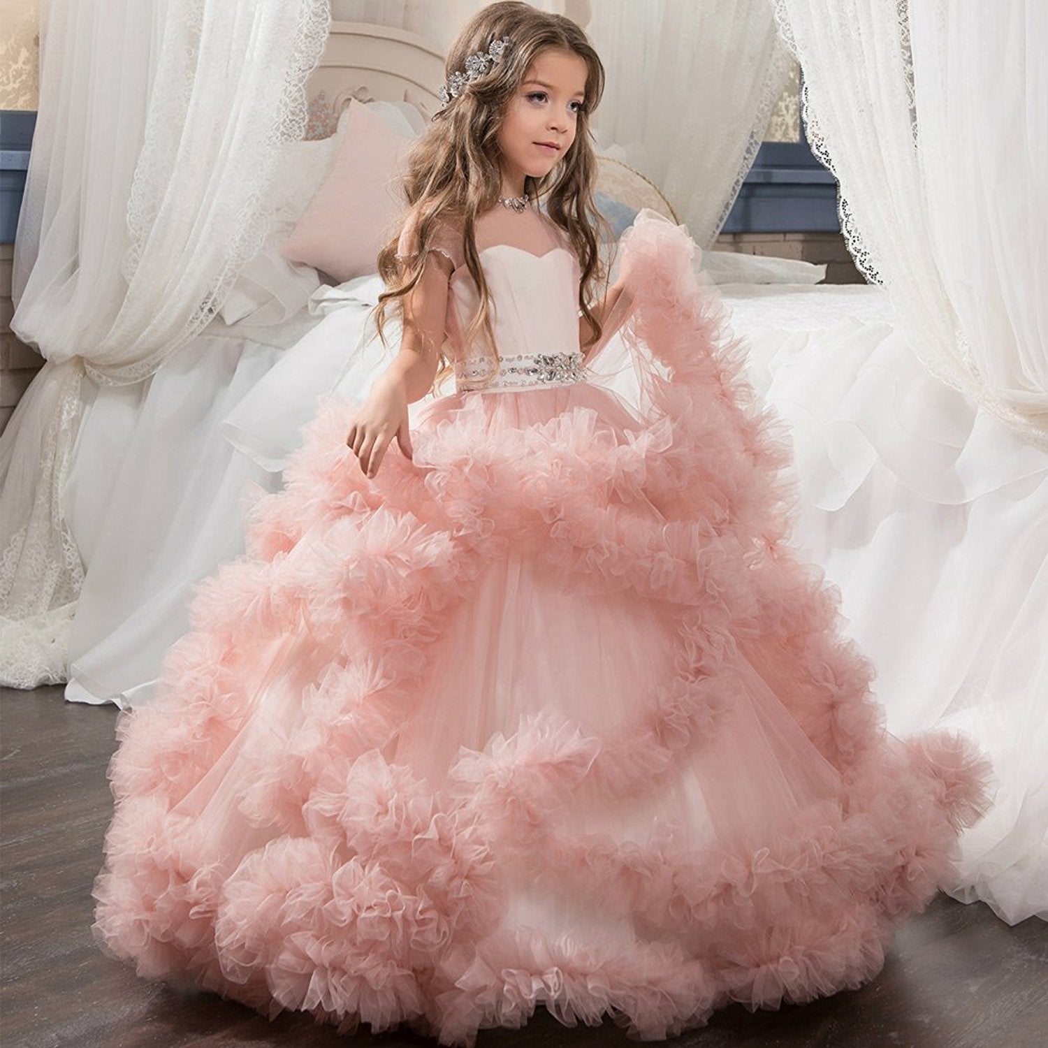 Robe de Demoiselle d'Honneur Fille rose