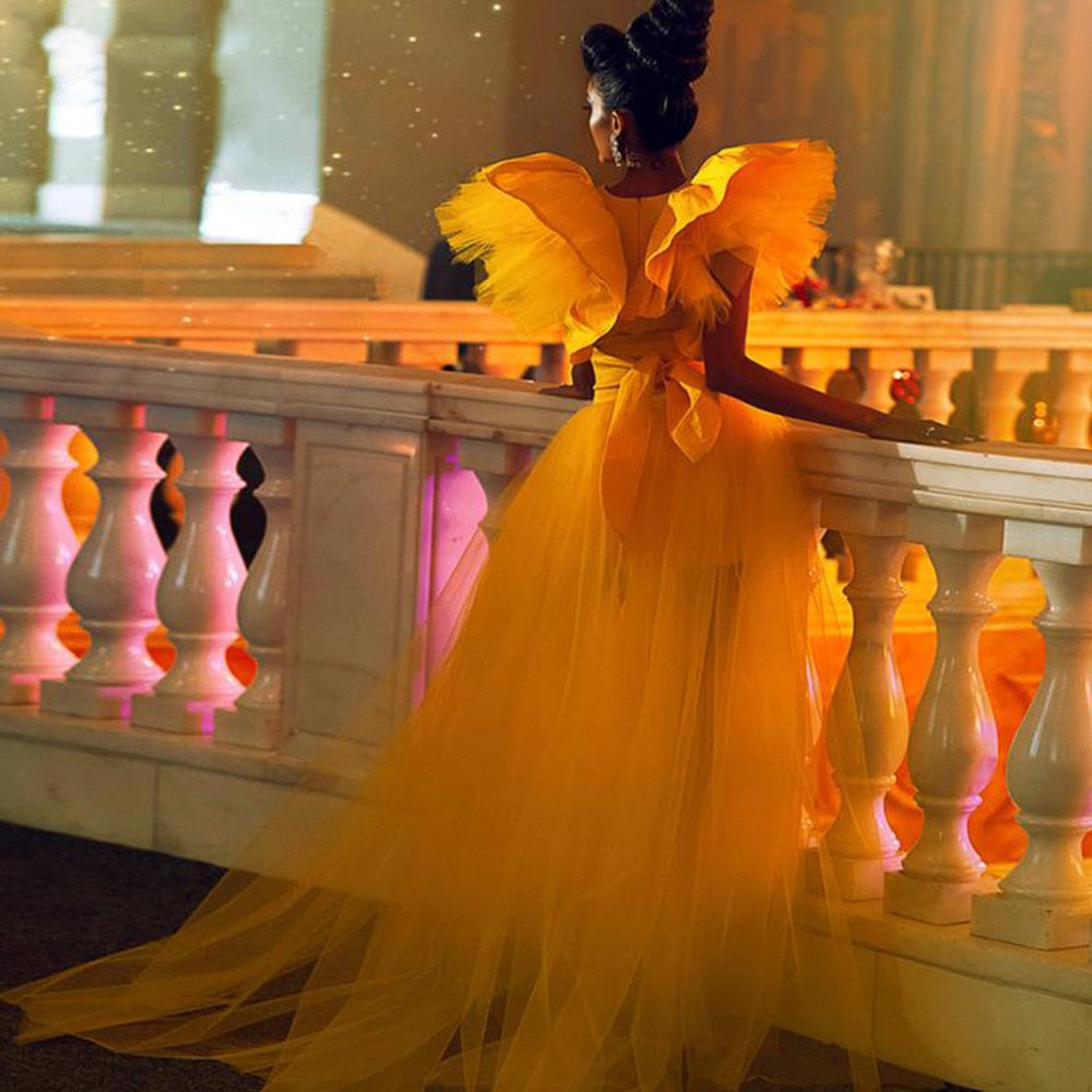 Ma-Robe-Princesse - Robe de Princesse Jaune en Tulle