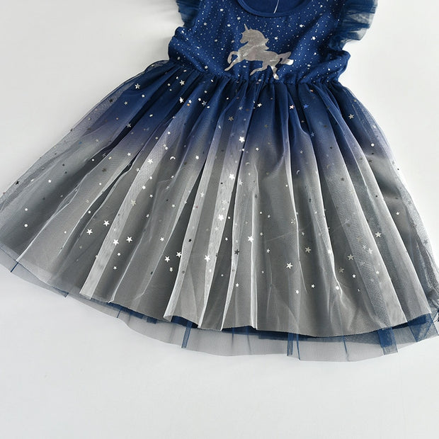 Robe Licorne Fille Bleu