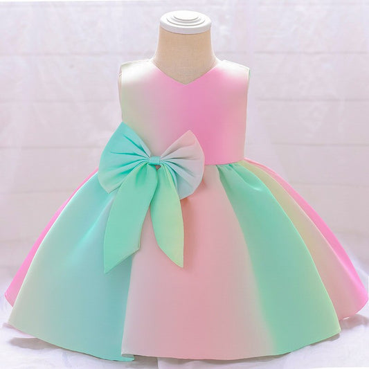 Ma robe Princesse - robe princesse bébé verte arc-en-ciel